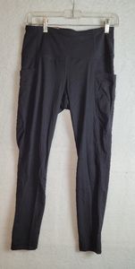 Members Mark Women's Black Size L Ankle High Waist W/Side Pockets Leggings